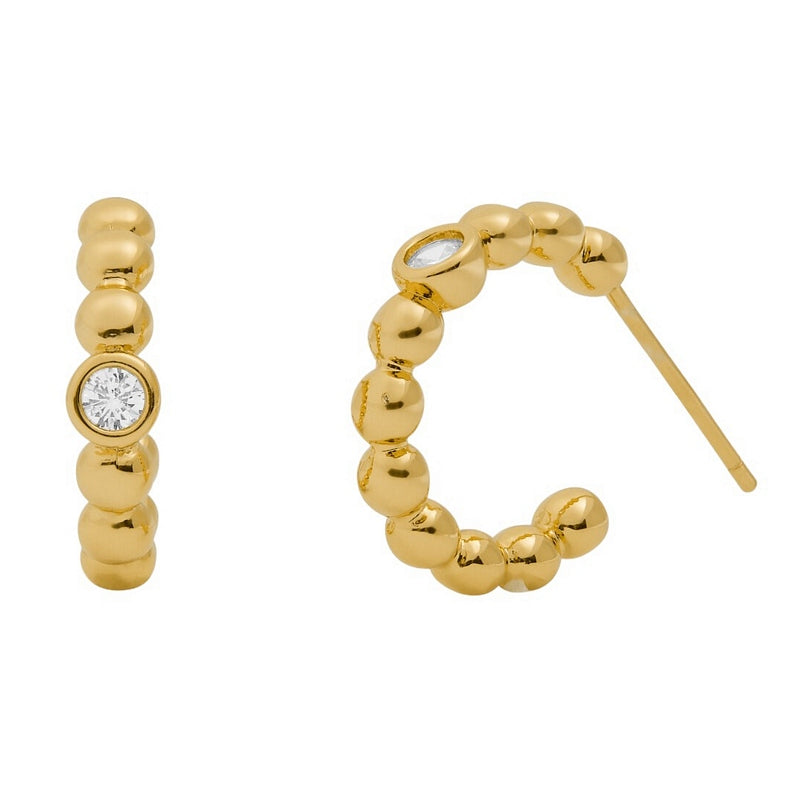 Joma 7732 Style Stories Beaded Cubic Zirconia Hoop Earrings Gold-plated earrings front