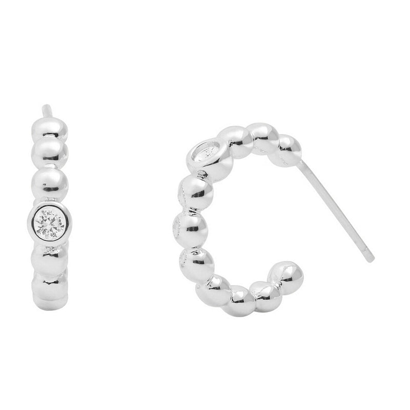 Joma 7735 Style Stories Beaded Cubic Zirconia Hoop Earrings Silver-plated earrings front