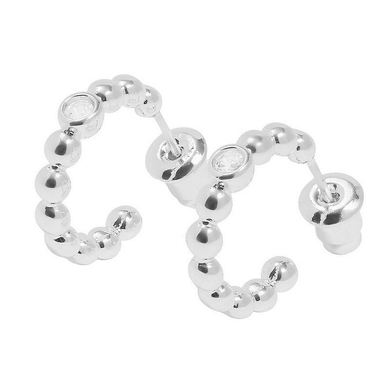 Joma 7735 Style Stories Beaded Cubic Zirconia Hoop Earrings Silver-plated earrings side