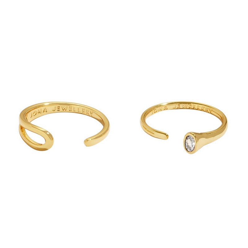 Joma Jewellery 8484 Soul Shine Ring Stack CZ Oval Set of 2 rings front