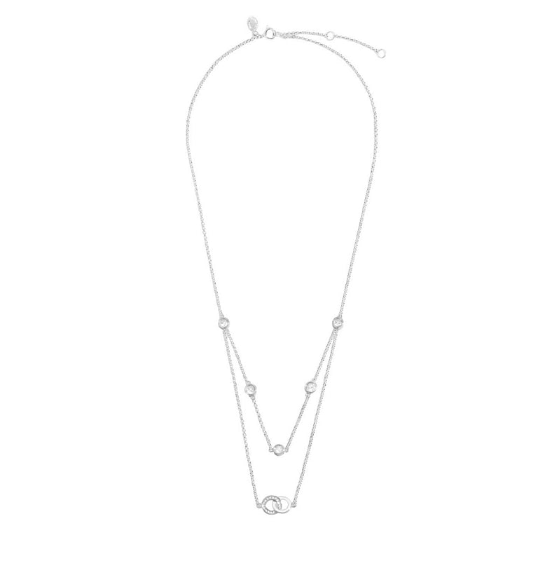 Joma Jewellery 8640 Lumia Linked Circles Necklace Silver Plate front