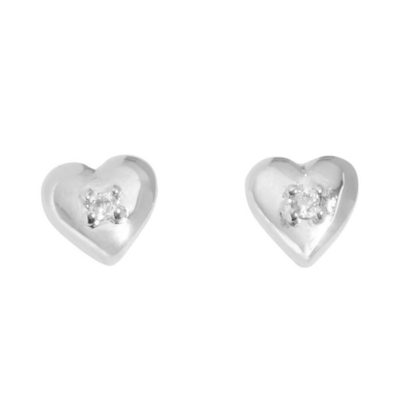 Joma Jewellery 8651 Lumia CZ Heart Stud Earrings Silver front