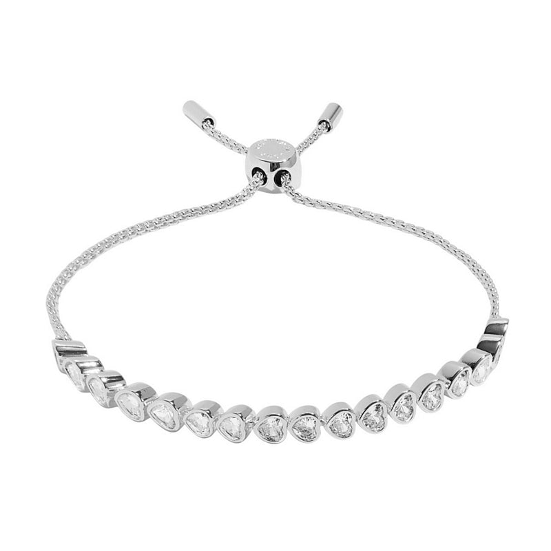 Joma Jewellery 9362 Heart CZ Tennis Bracelet Bar Silver Plated front