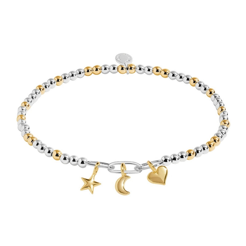 Joma Jewellery 9366 Celestial Charms Bracelet Bar Silver & Gold Plated
