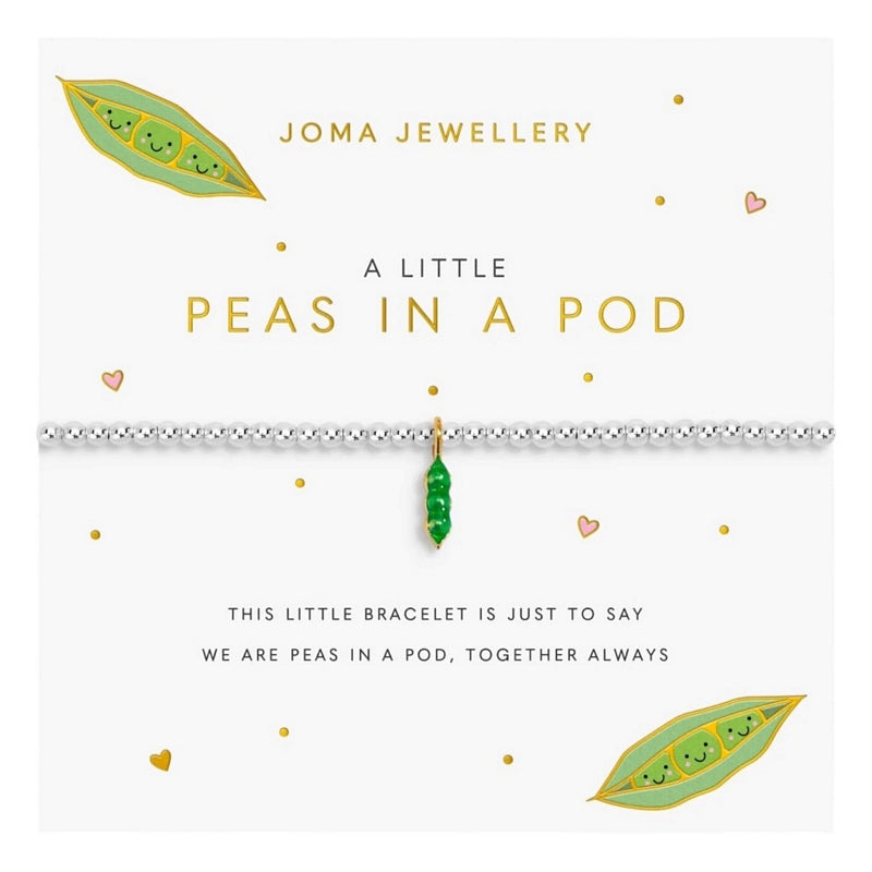 Joma Jewellery A Little Vibes Peas In A Pod Bracelet 9842 on card