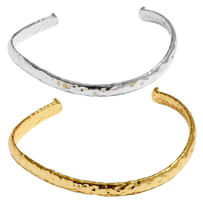 Joma Jewellery Bracelet Bar Hammered Bangle Set Silver and Gold 10252 separate