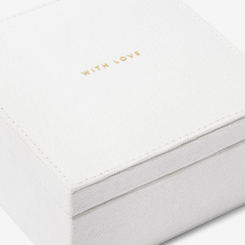 Joma Jewellery Linen Jewellery Box Off White With Love 7355 close up