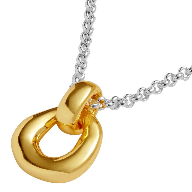 Joma Jewellery Loved By You Organic Link Necklace In Silver and Gold Plating 10508 detail