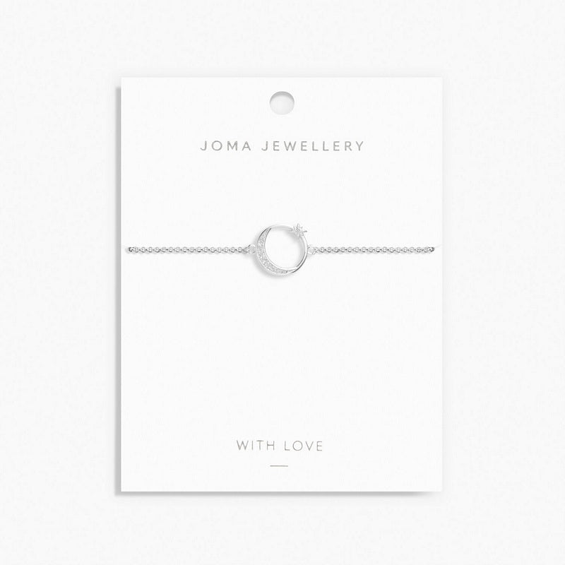 Joma Jewellery Moon Silver Bracelet 6397 on card