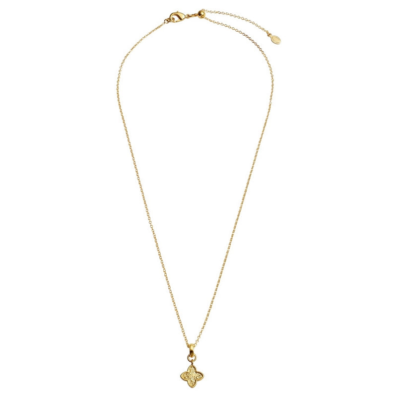 Joma Jewellery Signature Clover Collection Textured Clover Necklace Gold 10581 full-length
