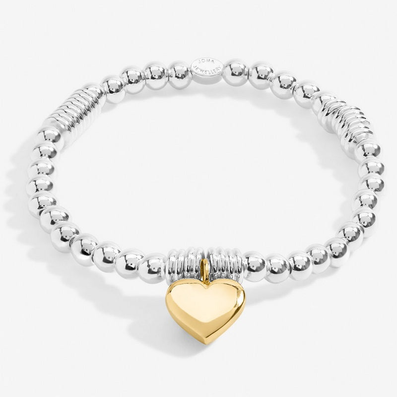 Joma Jewellery Silver Bracelet Bar Gold Heart 7211 front