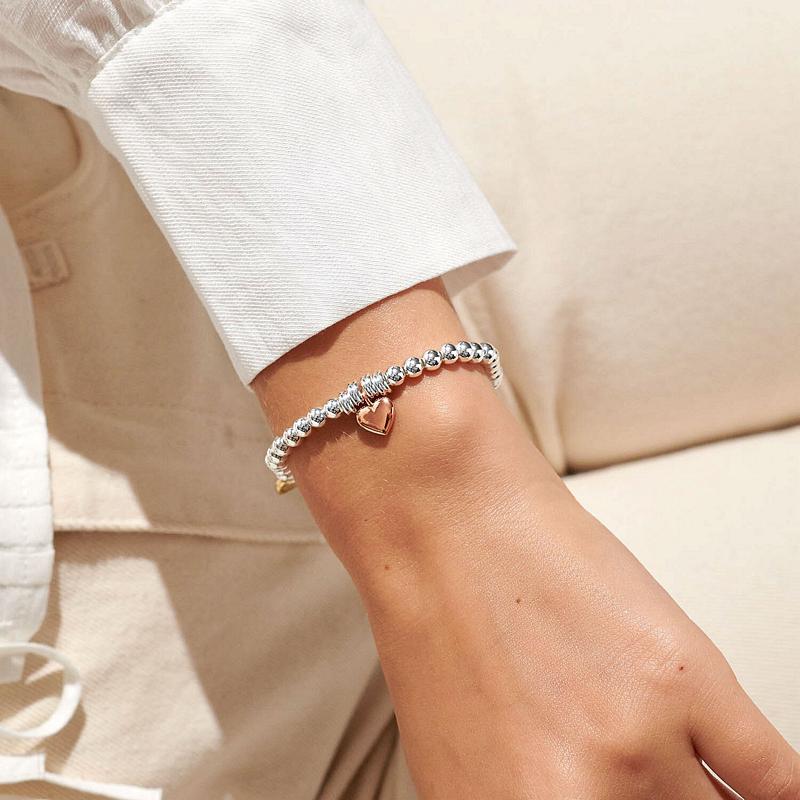 Joma Jewellery Silver Bracelet Bar Multi Heart 7213 on model