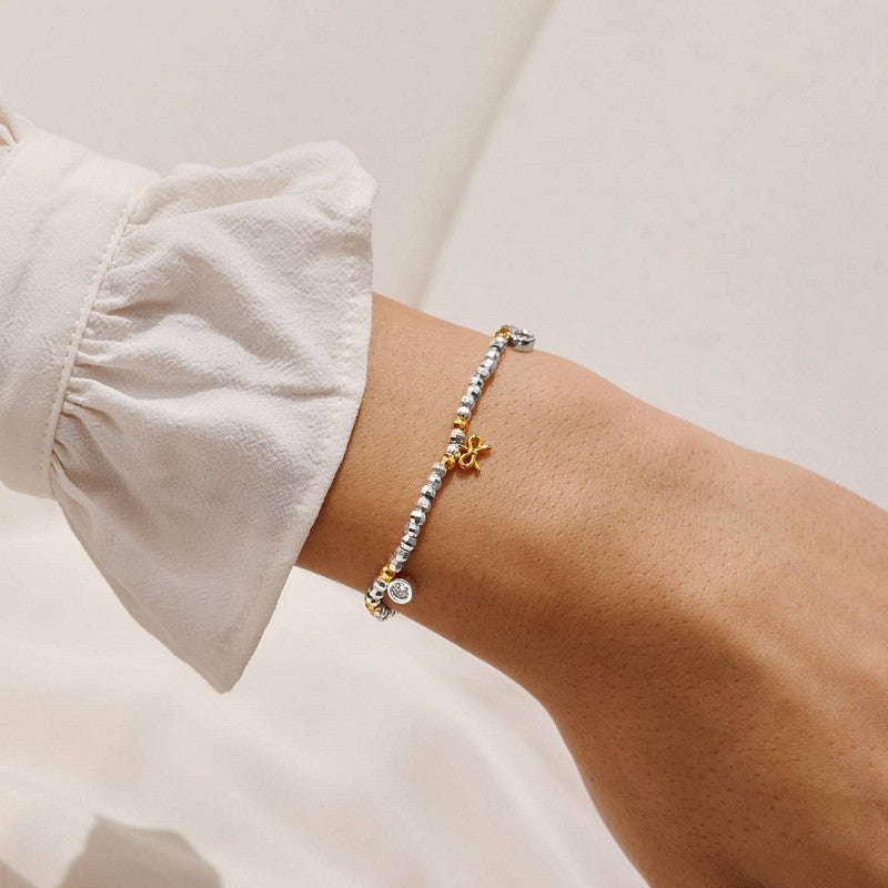Joma Jewellery Sparkle Confetti A Little Thank You Bracelet Silver and Gold 10293 on model