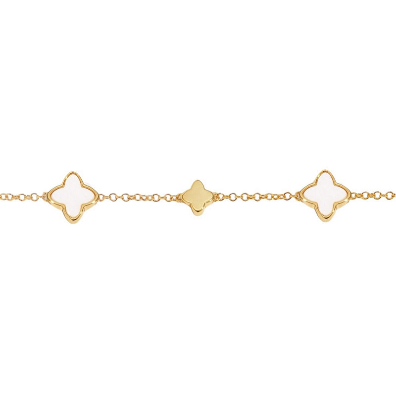 Joma Jewellery Style Stories Mother Of Pearl Clover Gold Bracelet 9203 detail