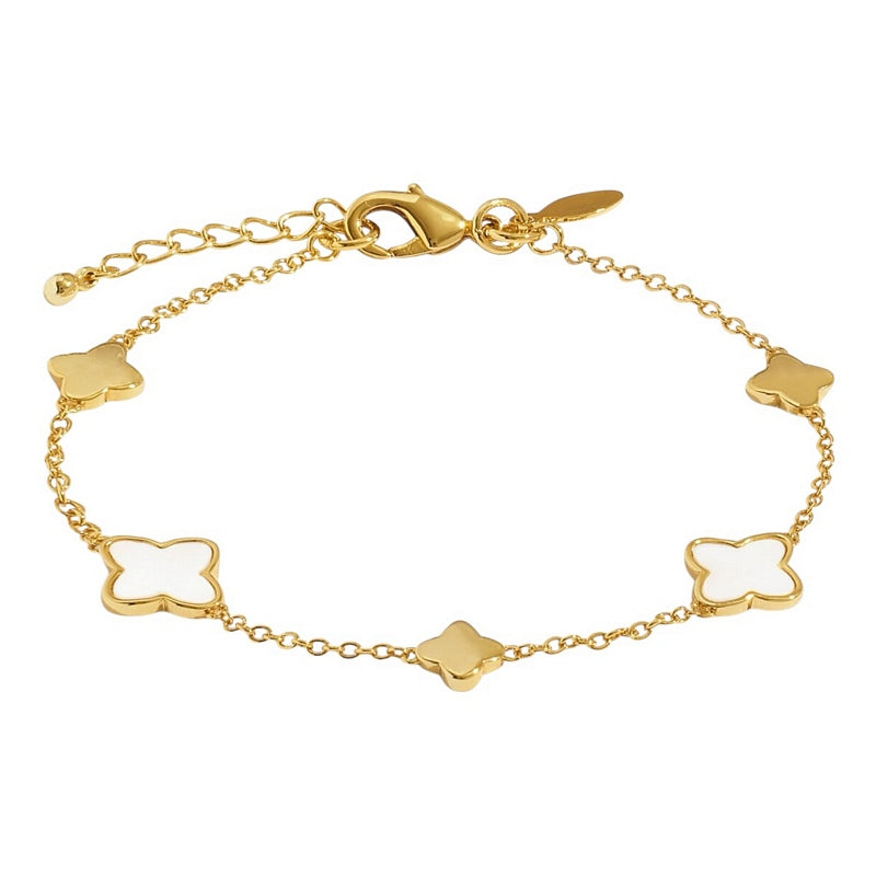 Joma Jewellery Style Stories Mother Of Pearl Clover Gold Bracelet 9203 main