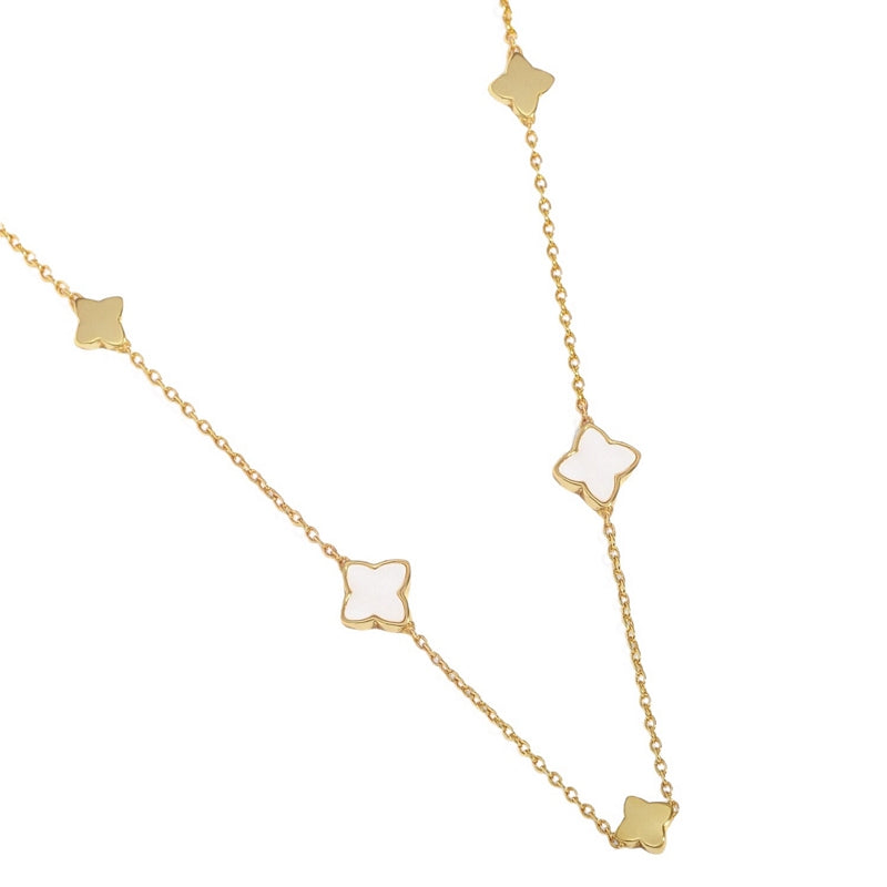 Joma Jewellery Style Stories Mother Of Pearl Clover Necklace 9202 detail