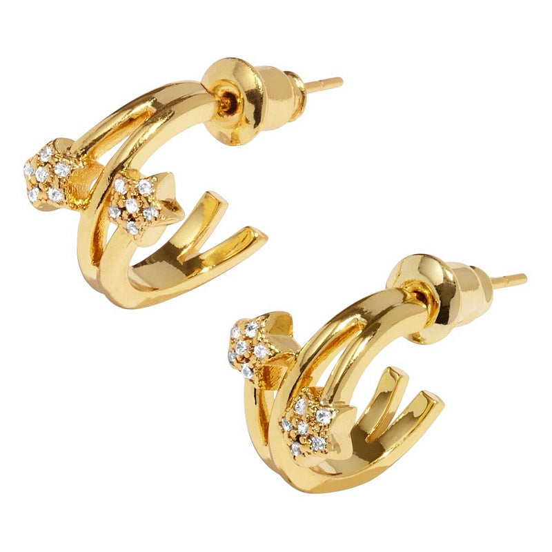 Joma Jewellery Style Stories Stars Hoop Earrings Gold Plate 9208 main