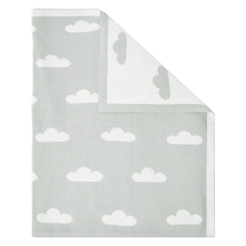 Katie Loxton Baby Blanket Printed Cloud Sage and Off White BA0125 folded