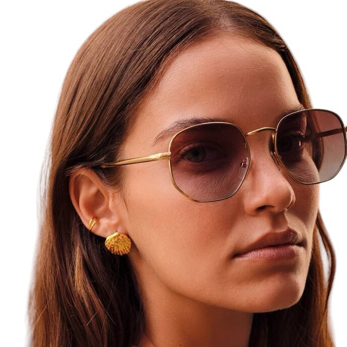 Katie Loxton Cali Sunglasses Gold Frame KLSG114 on model close-up