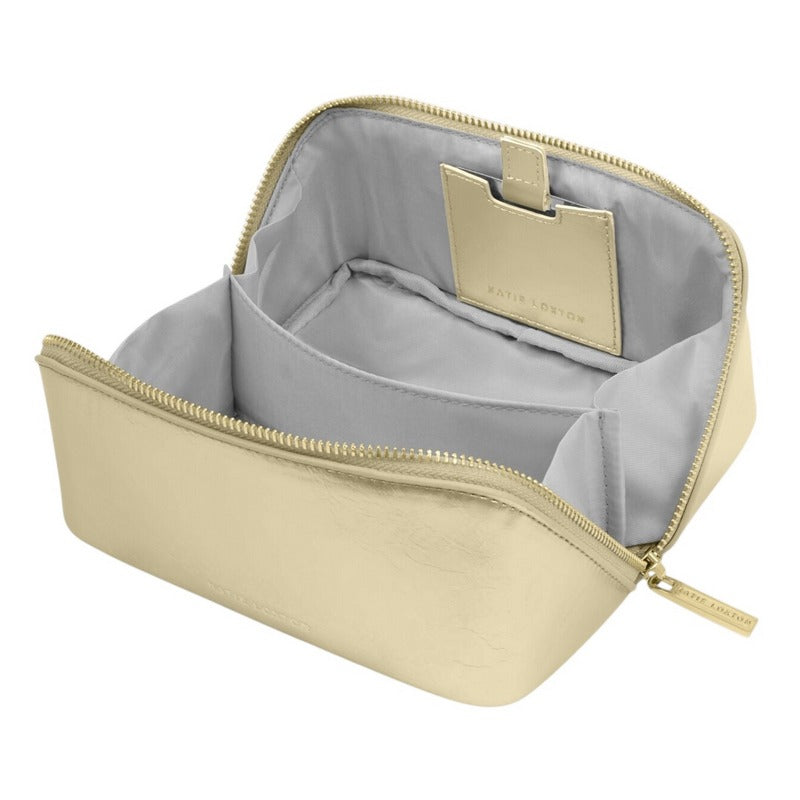 Katie Loxton Fold-Out Mirror Make Up Bag Gold KLB4309 open