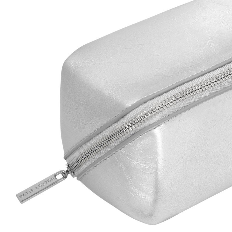 Katie Loxton Fold-Out Mirror Make Up Bag Silver KLB4308 zip detail
