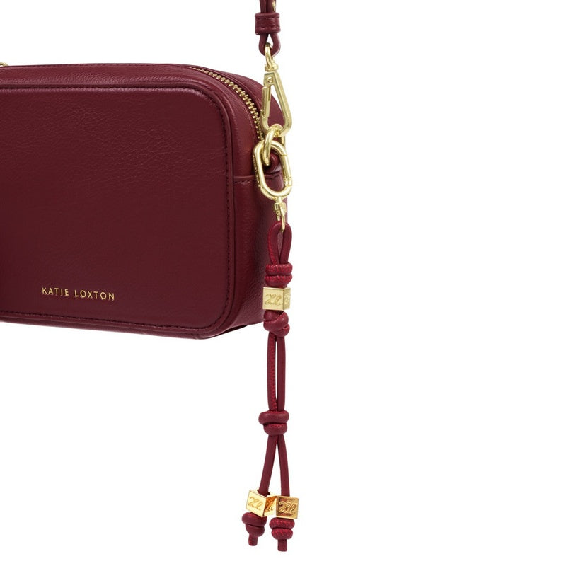 Katie Loxton Gia Bag Charm Keyring Cherry KLB4350 on bag