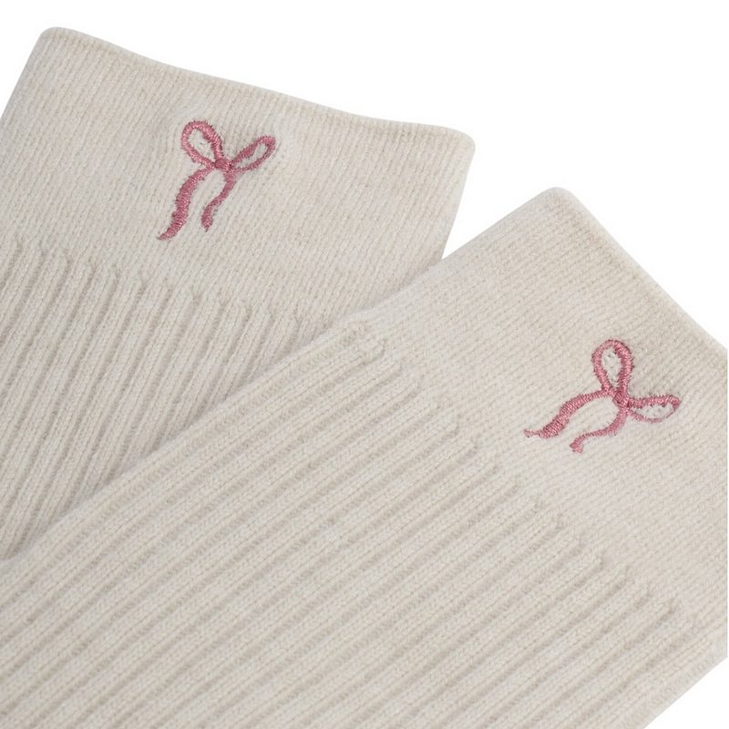 Katie Loxton Gift Boxed Snug Socks Bow Off White KLS745 detail