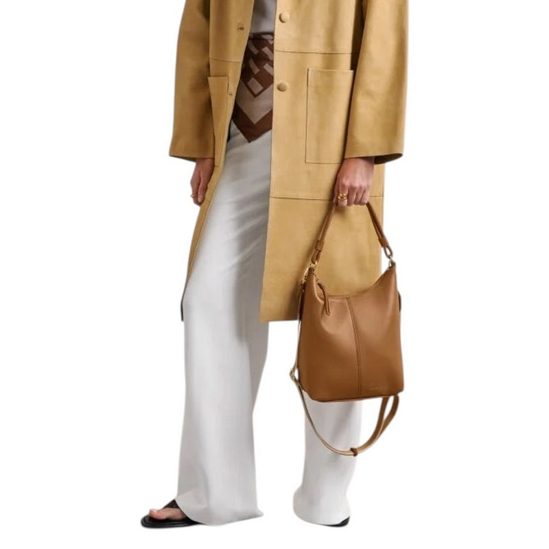 Katie Loxton Hallie Satchel Bag Caramel KLB4433 on model