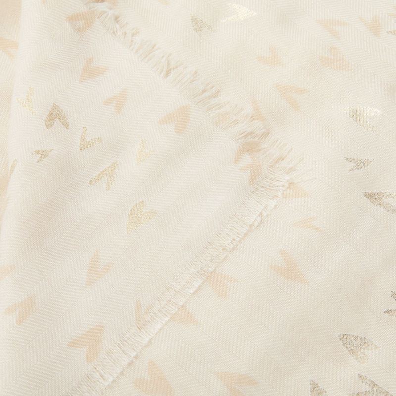 Katie Loxton Heart Metallic Scarf in Off White KLS504 fabric detail