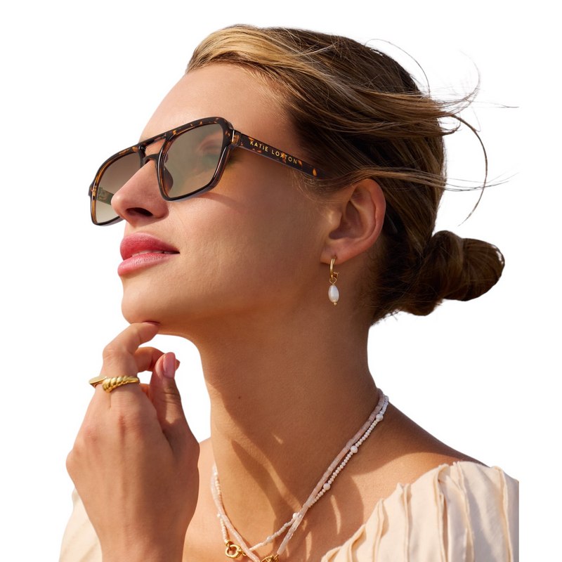 Katie Loxton Ibiza Square Sunglasses Tortoiseshell KLSG100 on model