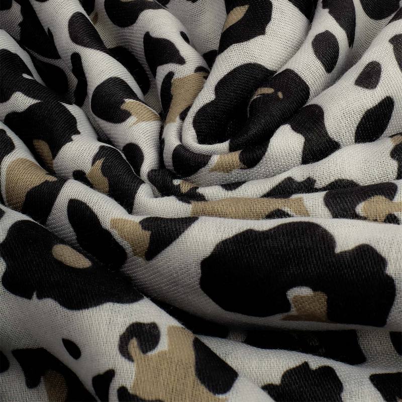 Katie Loxton Leopard Print Scarf Off White & Black KLS802 detail