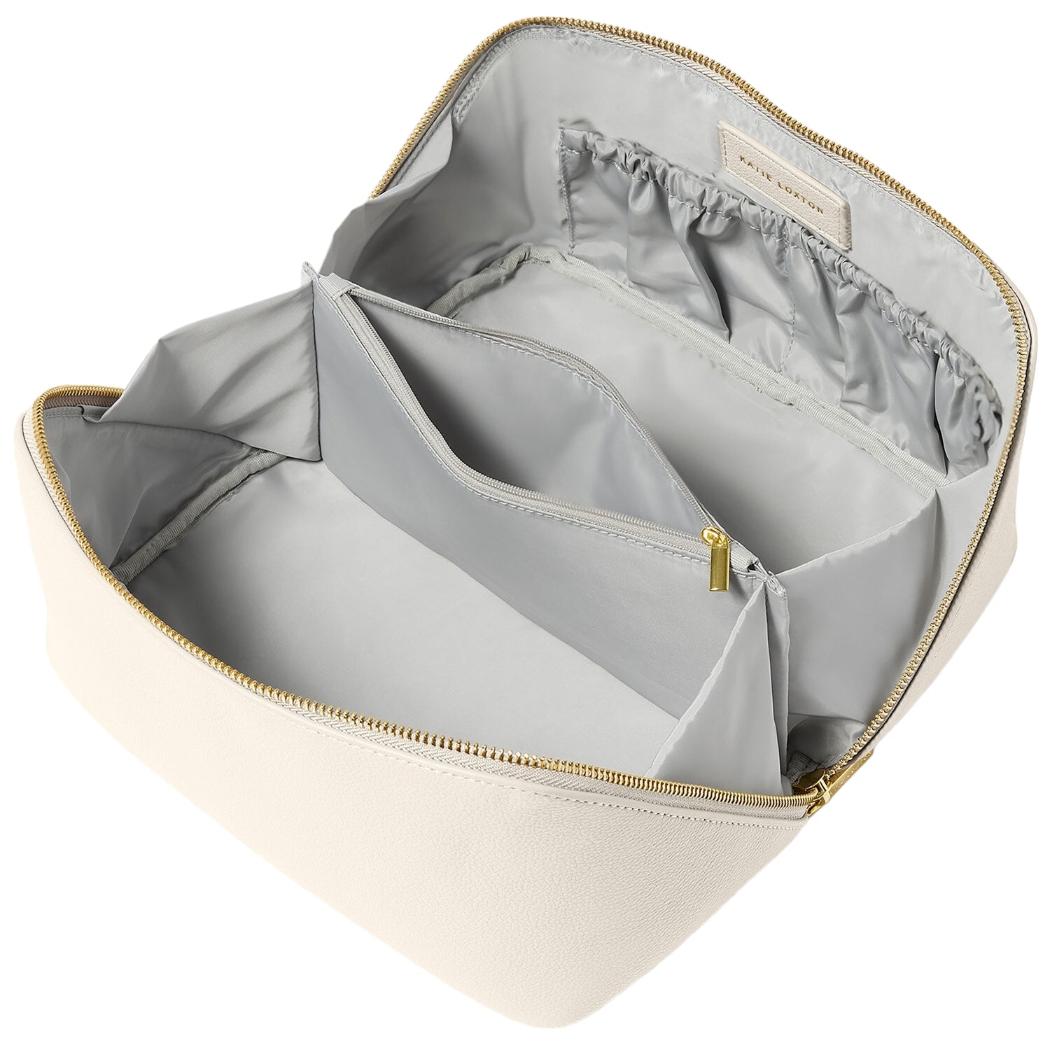 Katie Loxton Makeup and Wash Bag Large in Off White KLB3346 open