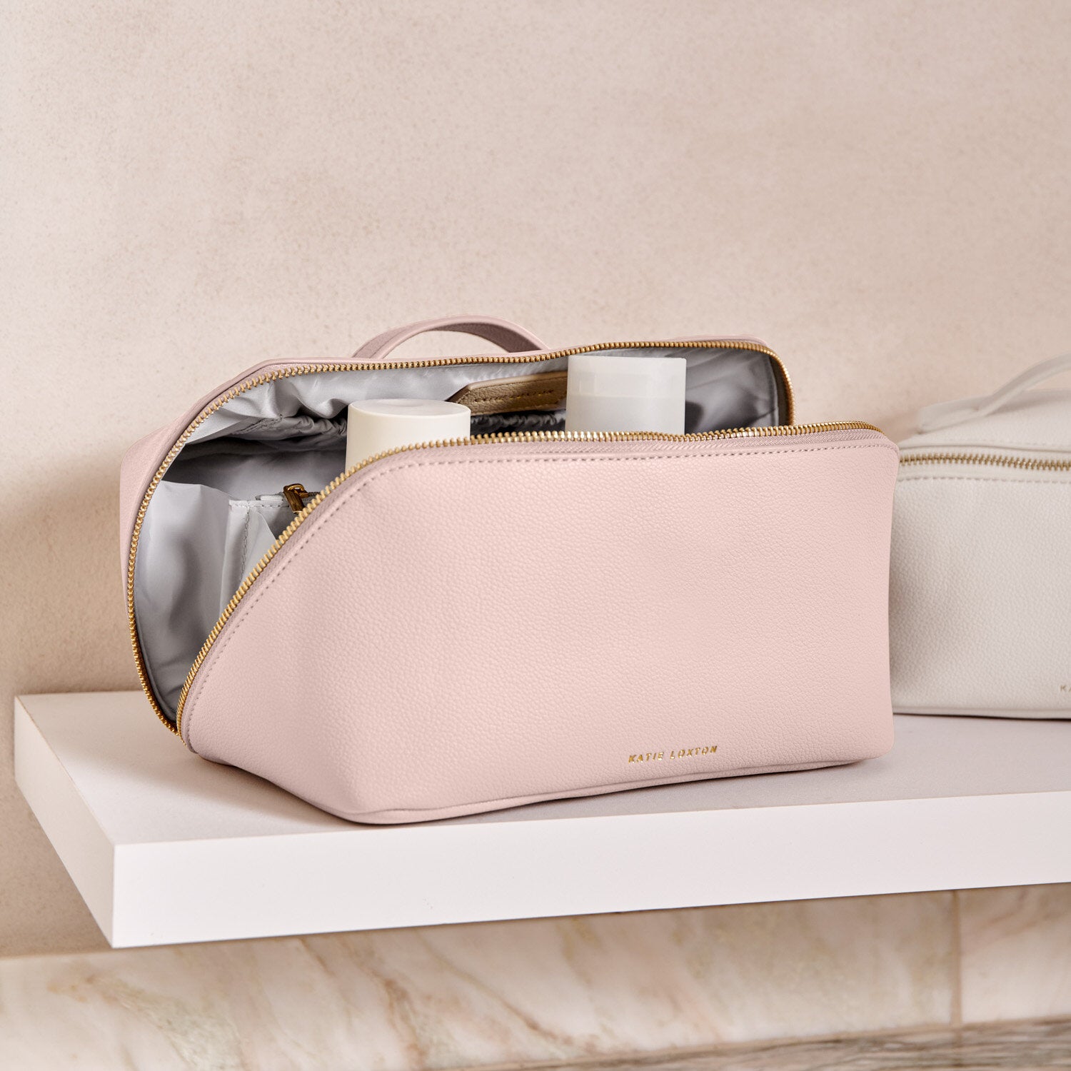 Katie Loxton Makeup and Wash Bag Large in Pink KLB3347 lifestyle