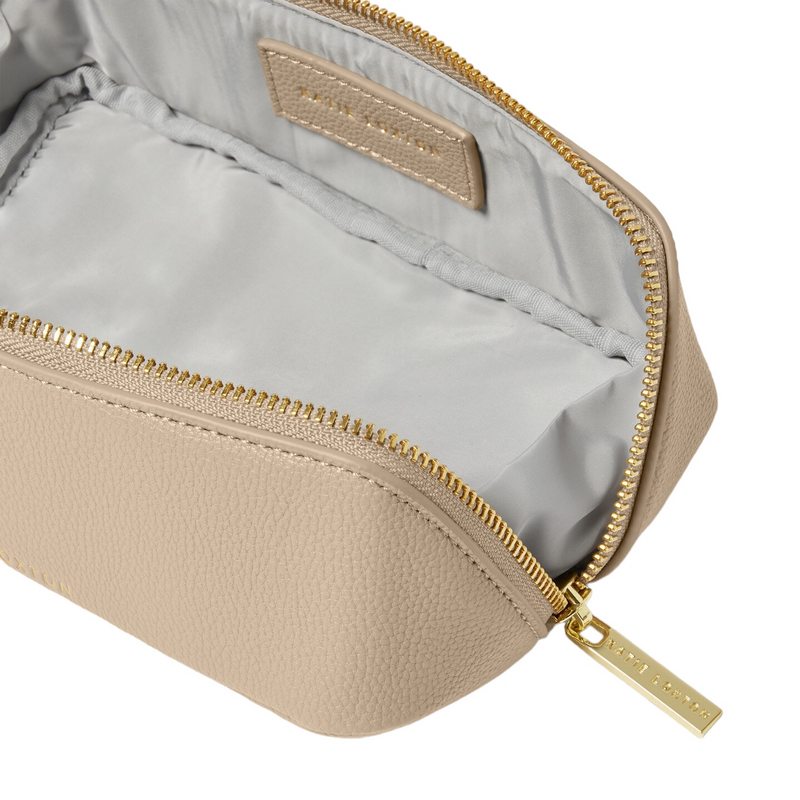 Katie Loxton Makeup and Wash Bag Small in Light Taupe KLB3353 open