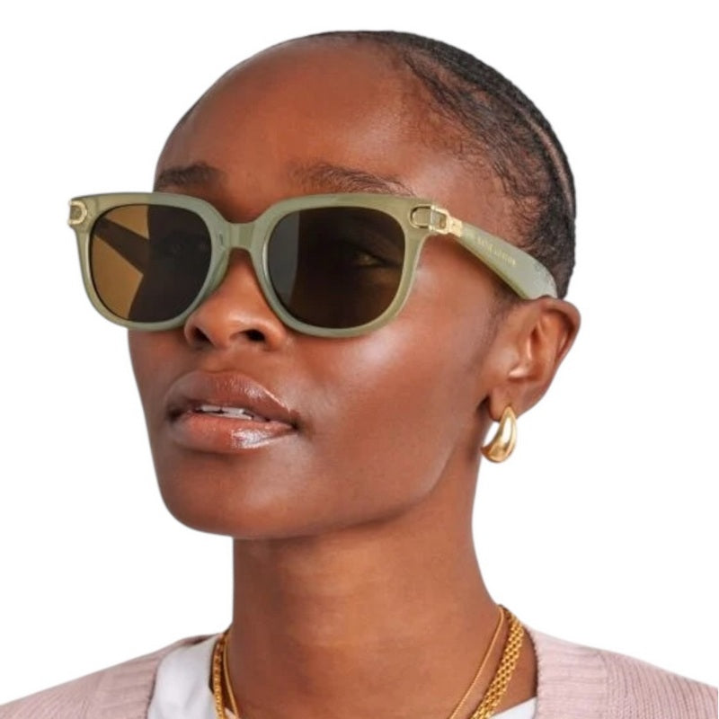 Katie Loxton Manhattan Sunglasses Frosted Green KLSG115 on model