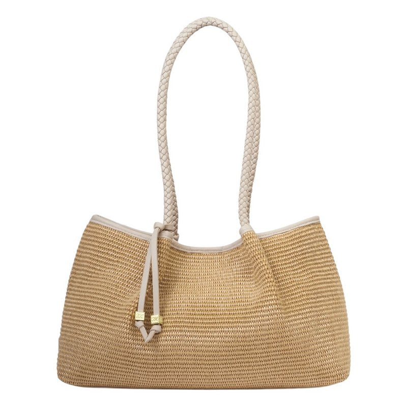 Katie Loxton Nova Raffia Small Shoulder Tote Oyster KLB4490 front