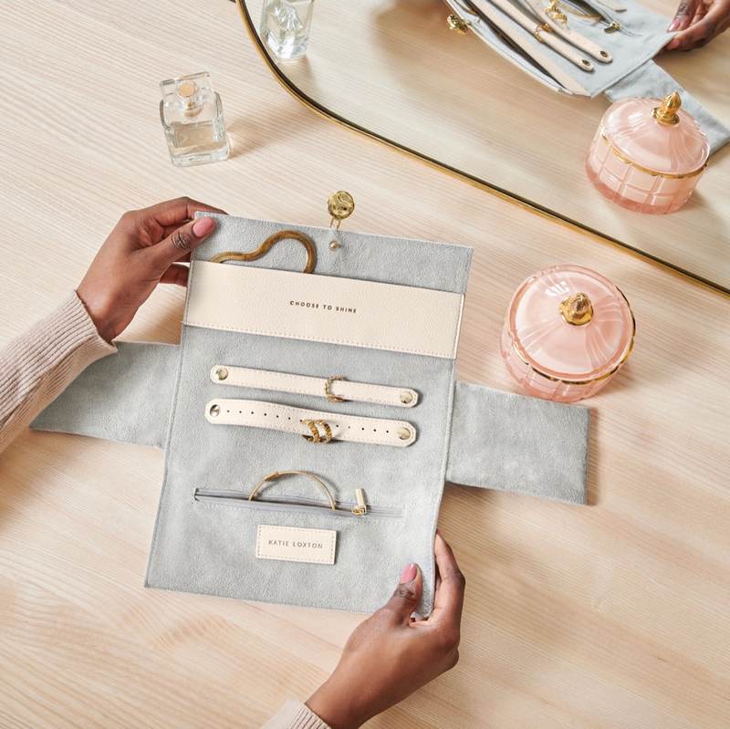 Katie Loxton Pebble Jewellery Roll Choose To Shine in Eggshell KLB3016 lifestyle