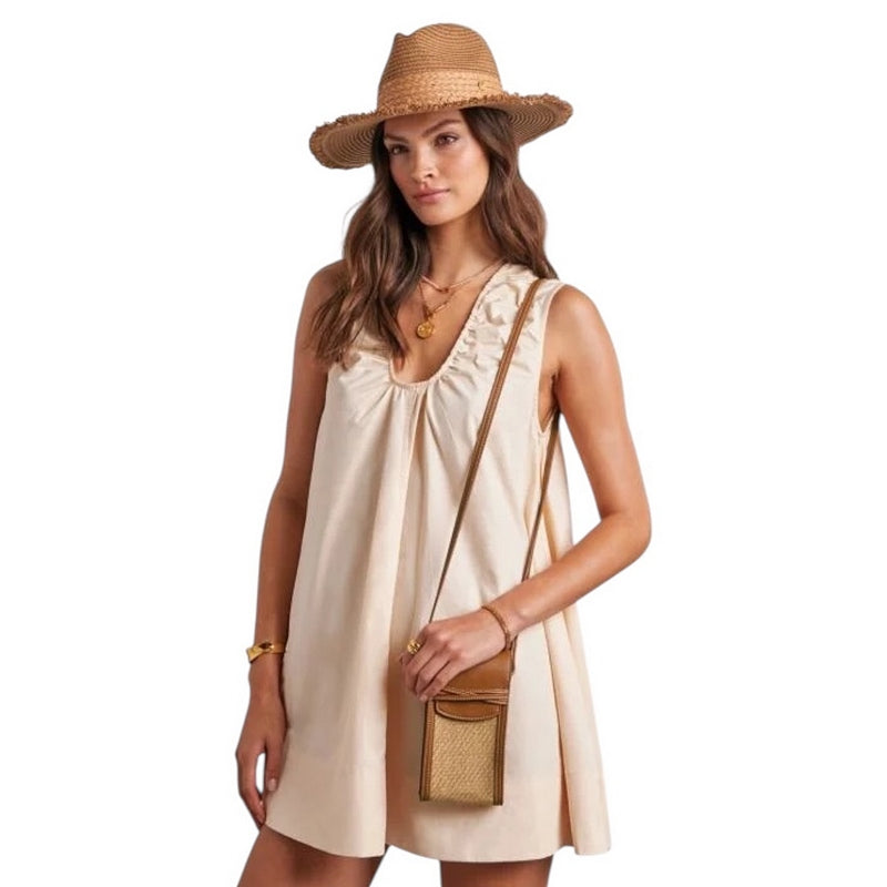 Katie Loxton Porto Phone Bag Cognac Natural Raffia KLB4440 on model