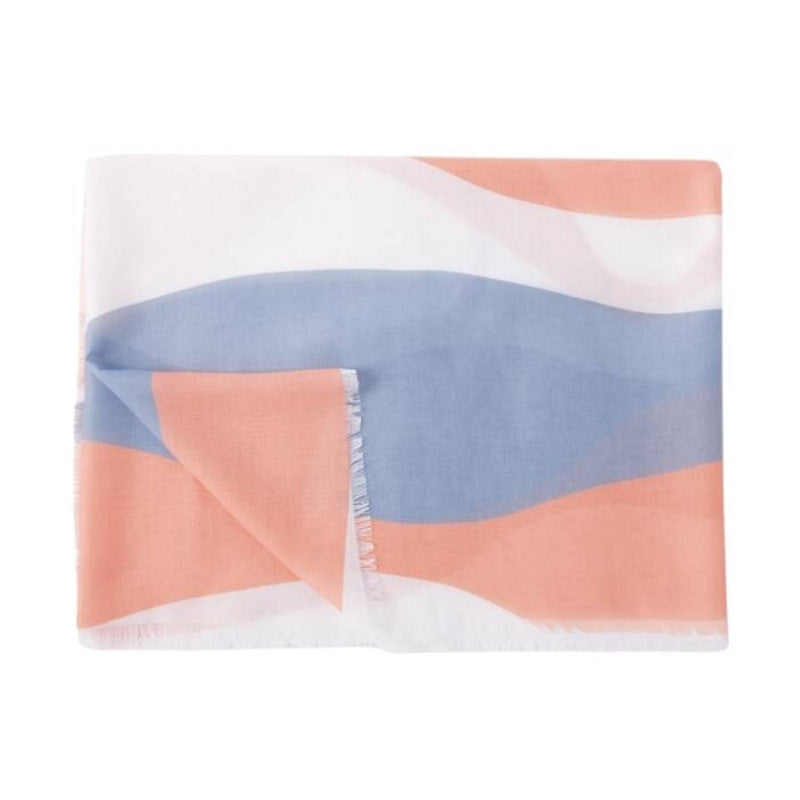Katie Loxton Printed Flowing Vine Scarf in Blue, Peony Blush and White KLS663 front