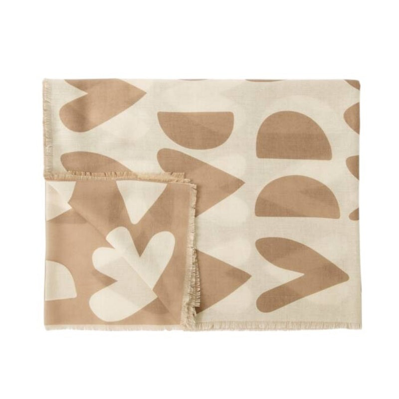 Katie Loxton Printed Large Heart Scarf in Taupe and Ecru KLS672 front