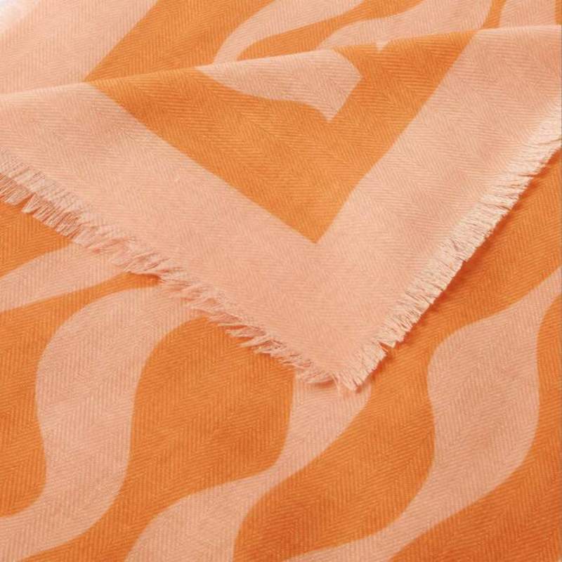 Katie Loxton Printed Ripple Wave Scarf in Orange and Pink KLS667 detail