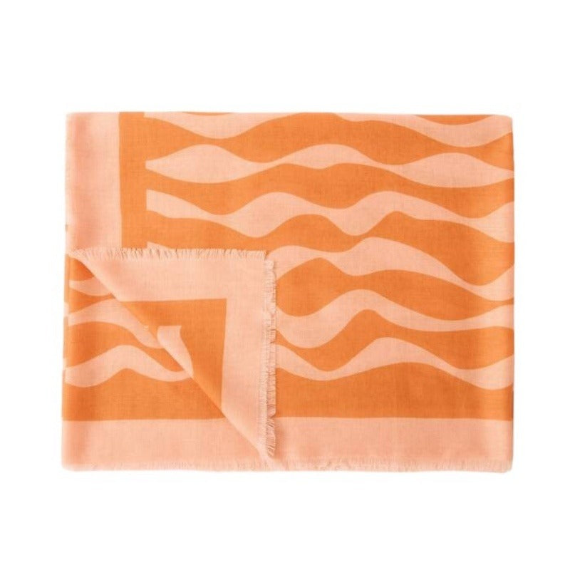 Katie Loxton Printed Ripple Wave Scarf in Orange and Pink KLS667 front