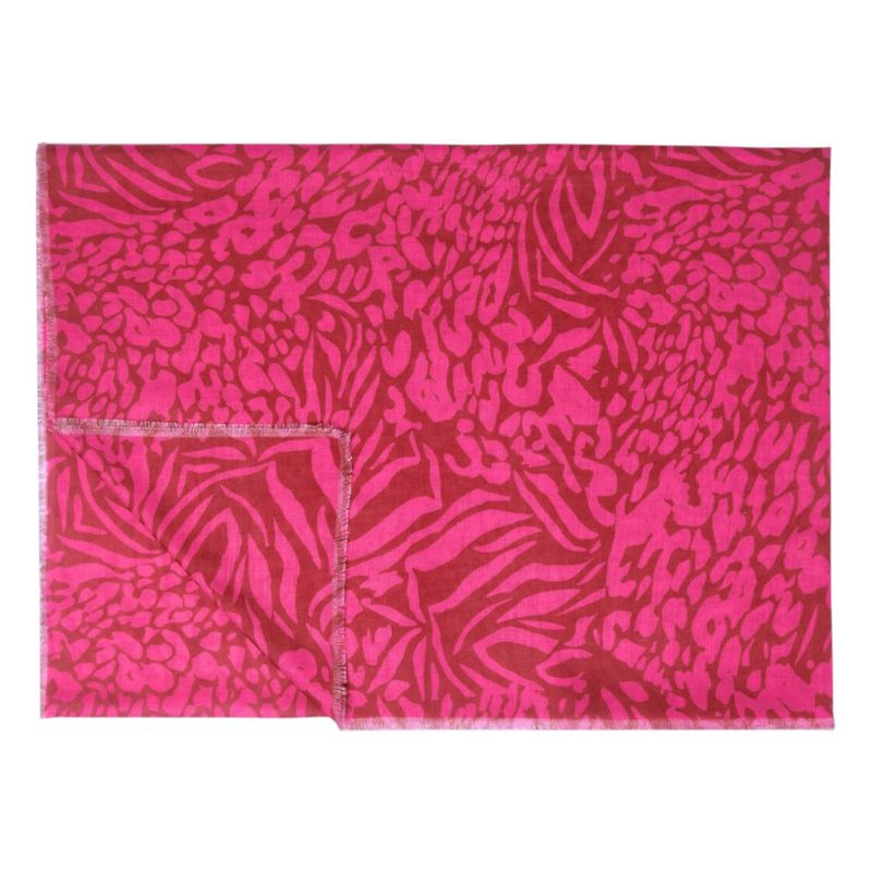 Katie Loxton Printed Scarf Animal Red & Fuchsia KLS597 folded