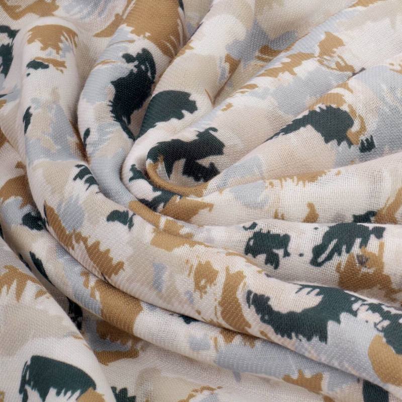 Katie Loxton Printed Scarf Terrazzo White Caramel Navy KLS761 fabric detail