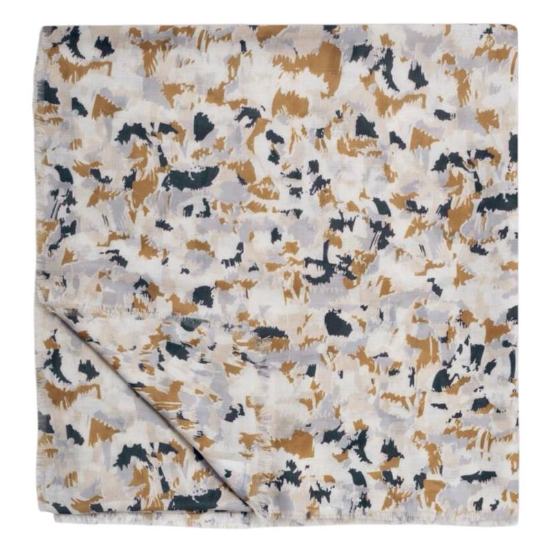 Katie Loxton Printed Scarf Terrazzo White Caramel Navy KLS761 folded