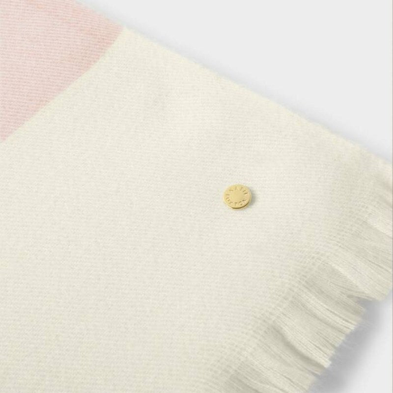 Katie Loxton Stripe Blanket Scarf in Off White and Nude Pink KLS657 detail 1