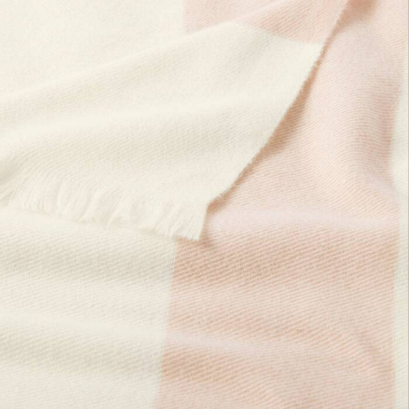 Katie Loxton Stripe Blanket Scarf in Off White and Nude Pink KLS657 detail 2