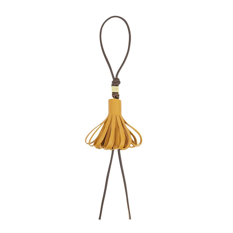 Katie Loxton Tassle Bag Charm Bitter Chocolate Yellow KLB4598 front