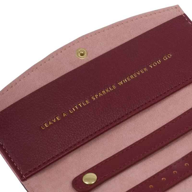 Katie Loxton Travel Jewellery And Accessories Organiser Leave Sparkle Cherry KLB4331 detail