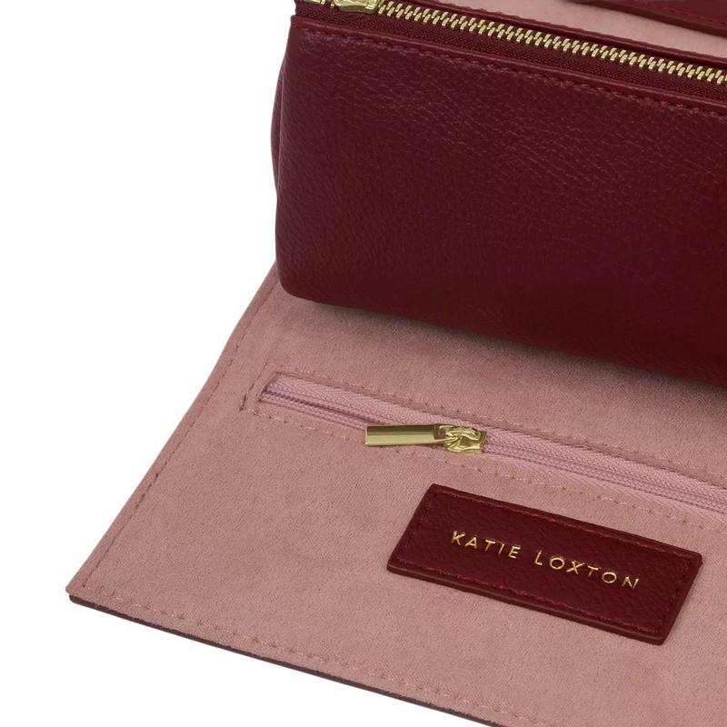 Katie Loxton Travel Jewellery And Accessories Organiser Leave Sparkle Cherry KLB4331 detail